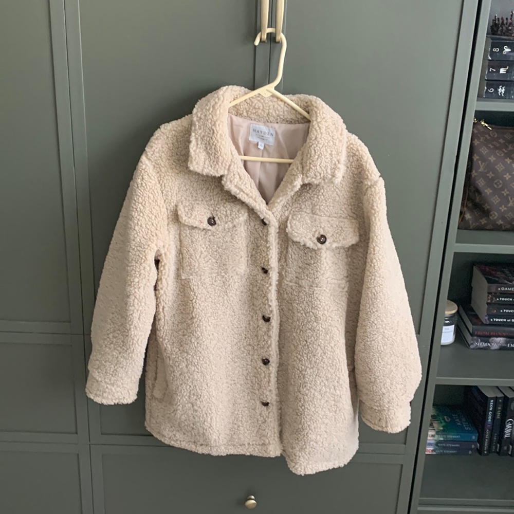 Three Bird Nest Cream Teddy Sherpa Jacket